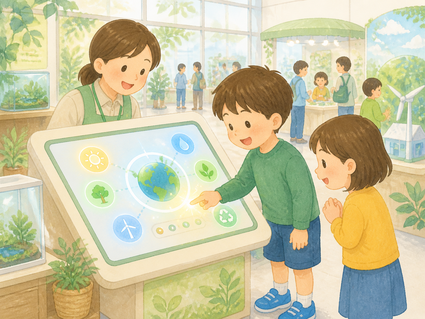 展示パネルを見て情報や環境にふれる体験